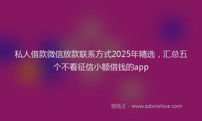 私人借款微信放款联系方式2025年精选，汇总五个不看征信小额借钱的app
