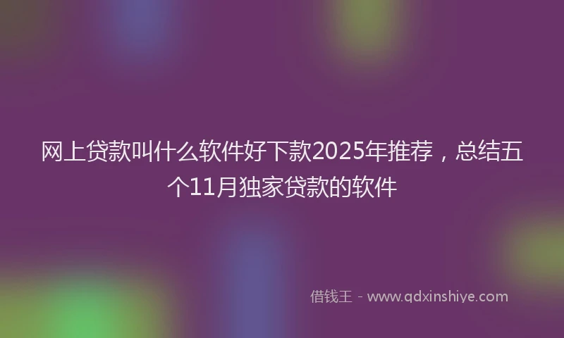 网上贷款叫什么软件好下款2025年推荐，总结五个11月独家贷款的软件