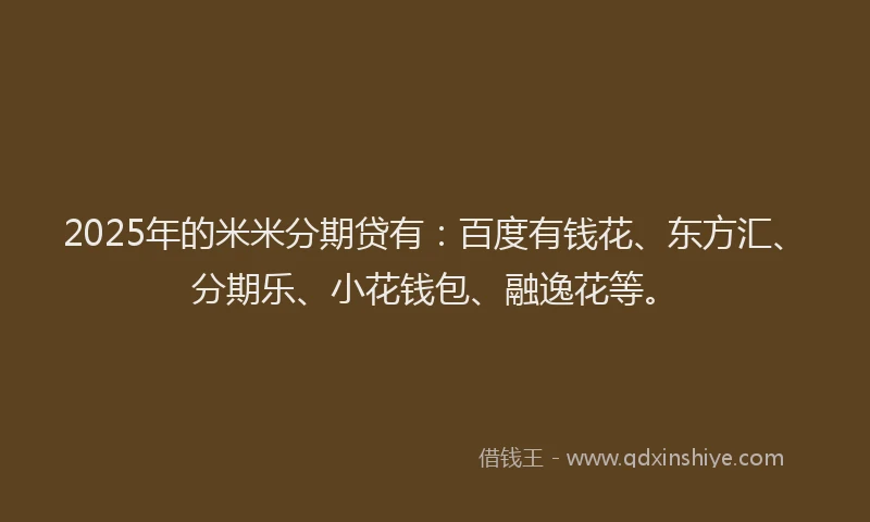 2025年的米米分期贷有：百度有钱花、东方汇、分期乐、小花钱包、融逸花等。