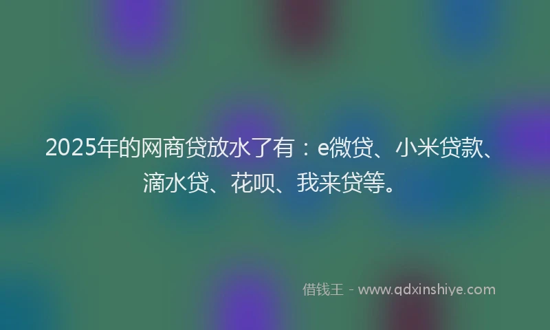 2025年的网商贷放水了有：e微贷、小米贷款、滴水贷、花呗、我来贷等。