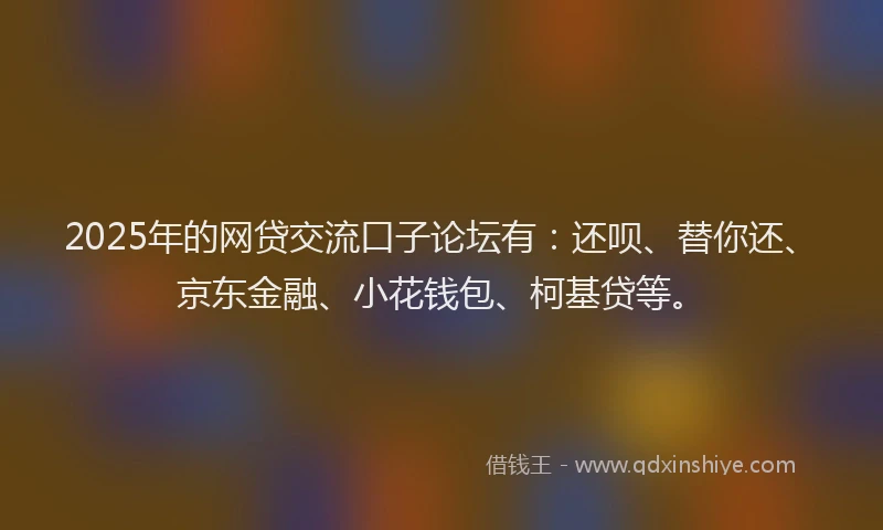 2025年的网贷交流口子论坛有：还呗、替你还、京东金融、小花钱包、柯基贷等。