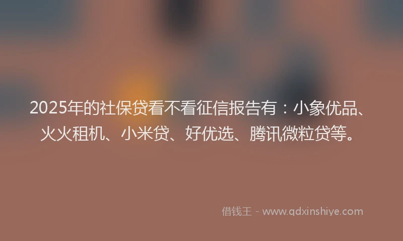 2025年的社保贷看不看征信报告有：小象优品、火火租机、小米贷、好优选、腾讯微粒贷等。