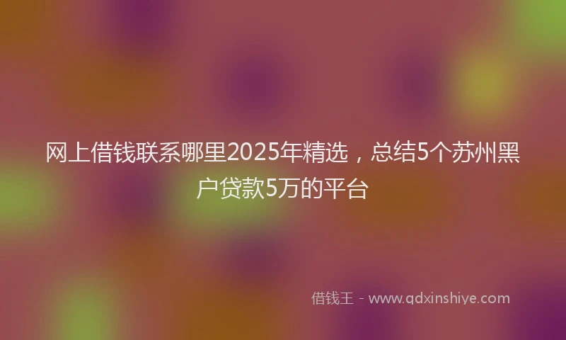 网上借钱联系哪里2025年精选，总结5个苏州黑户贷款5万的平台