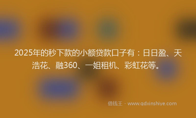 2025年的秒下款的小额贷款口子有：日日盈、天浩花、融360、一姐租机、彩虹花等。
