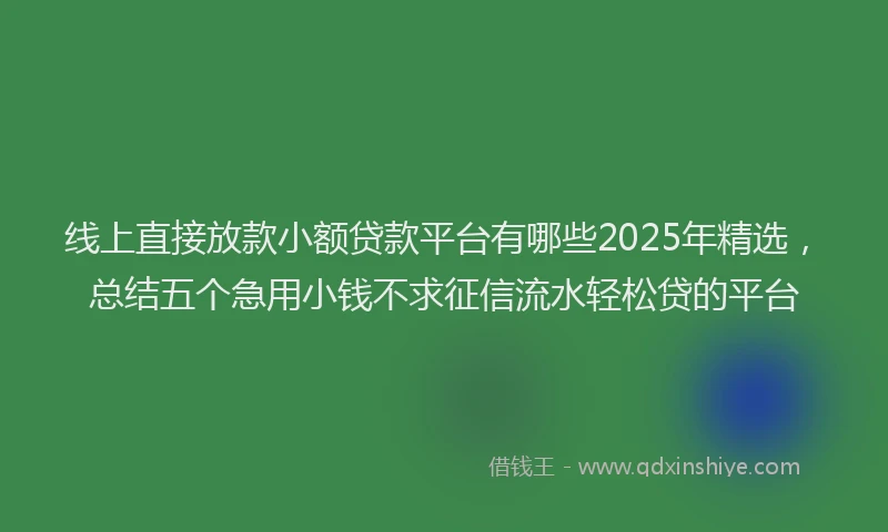 线上直接放款小额贷款平台有哪些2025年精选，总结五个急用小钱不求征信流水轻松贷的平台
