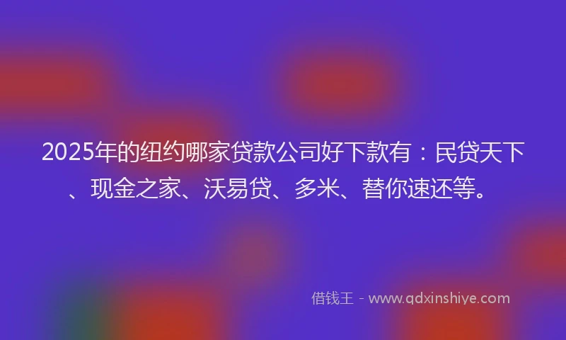 2025年的纽约哪家贷款公司好下款有：民贷天下、现金之家、沃易贷、多米、替你速还等。