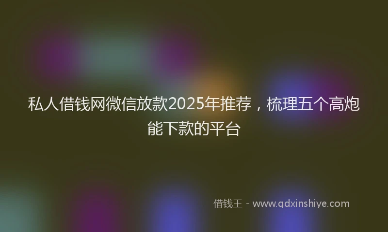 私人借钱网微信放款2025年推荐，梳理五个高炮能下款的平台