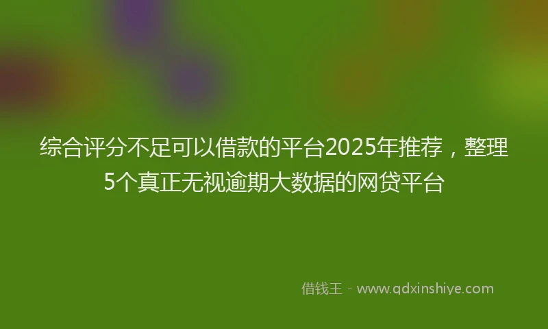 综合评分不足可以借款的平台2025年推荐，整理5个真正无视逾期大数据的网贷平台