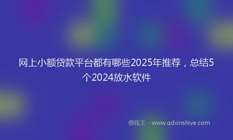 网上小额贷款平台都有哪些2025年推荐，总结5个2024放水软件