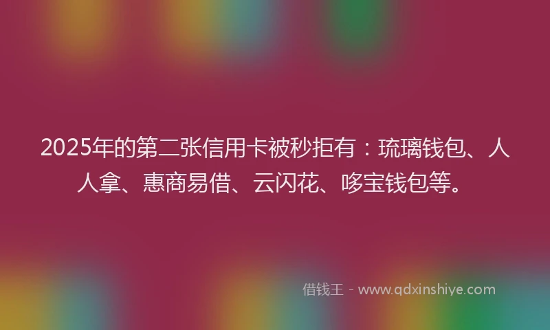 2025年的第二张信用卡被秒拒有：琉璃钱包、人人拿、惠商易借、云闪花、哆宝钱包等。