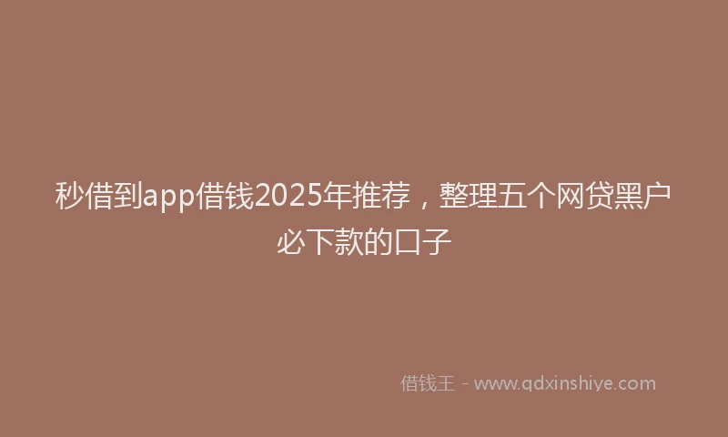 秒借到app借钱2025年推荐，整理五个网贷黑户必下款的口子