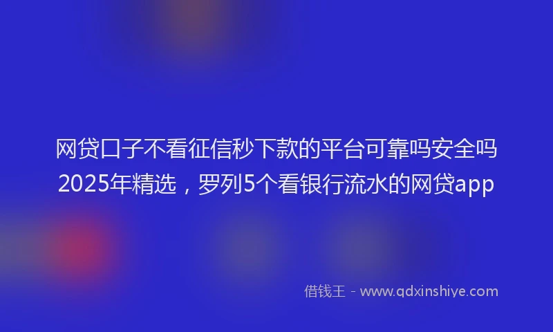网贷口子不看征信秒下款的平台可靠吗安全吗2025年精选，罗列5个看银行流水的网贷app