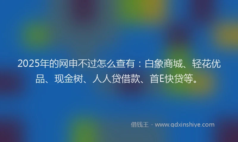 2025年的网申不过怎么查有：白象商城、轻花优品、现金树、人人贷借款、首E快贷等。