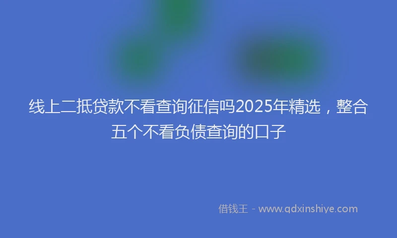 线上二抵贷款不看查询征信吗2025年精选，整合五个不看负债查询的口子