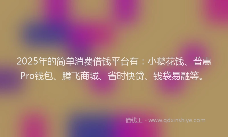2025年的简单消费借钱平台有：小鹅花钱、普惠Pro钱包、腾飞商城、省时快贷、钱袋易融等。