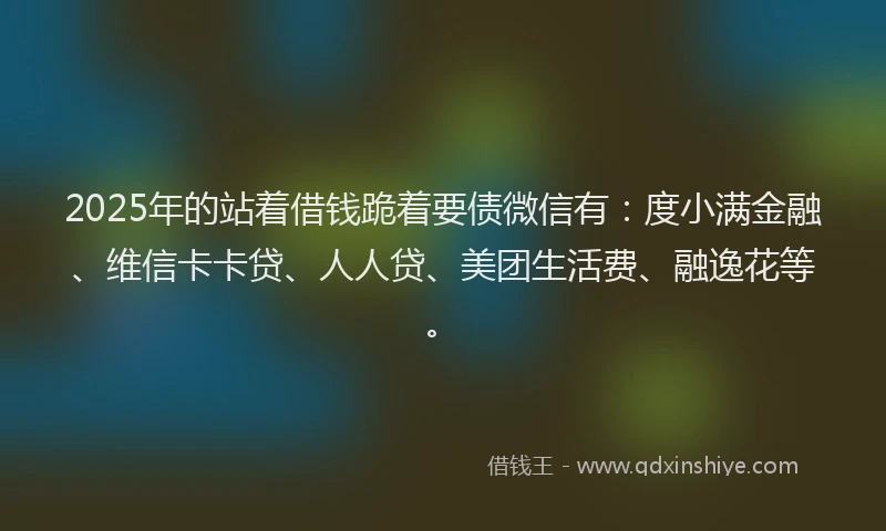 2025年的站着借钱跪着要债微信有：度小满金融、维信卡卡贷、人人贷、美团生活费、融逸花等。