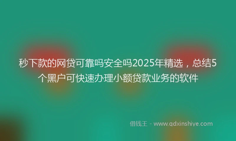 秒下款的网贷可靠吗安全吗2025年精选，总结5个黑户可快速办理小额贷款业务的软件