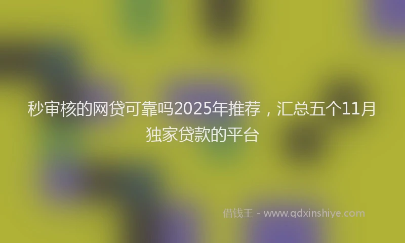 秒审核的网贷可靠吗2025年推荐，汇总五个11月独家贷款的平台