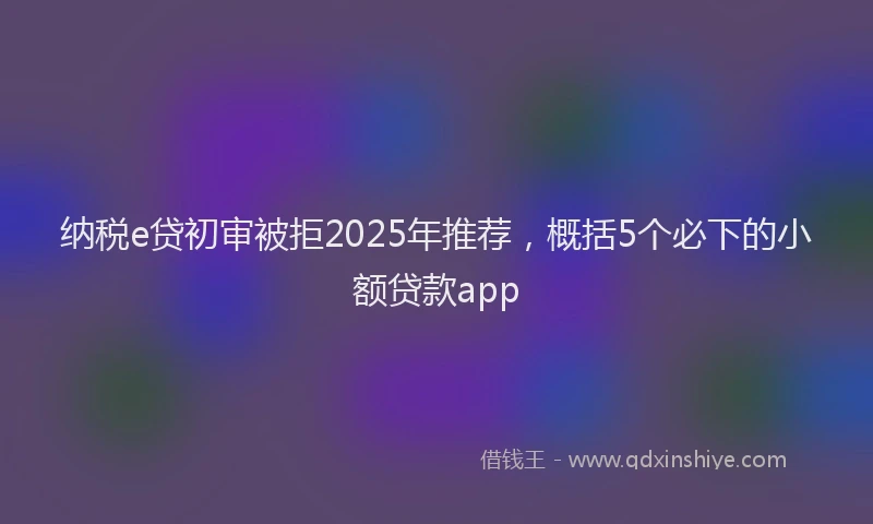 纳税e贷初审被拒2025年推荐，概括5个必下的小额贷款app