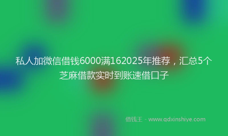 私人加微信借钱6000满162025年推荐，汇总5个芝麻借款实时到账速借口子