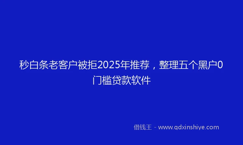 秒白条老客户被拒2025年推荐，整理五个黑户0门槛贷款软件