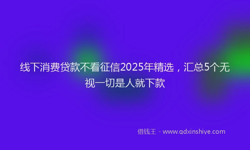 线下消费贷款不看征信2025年精选，汇总5个无视一切是人就下款