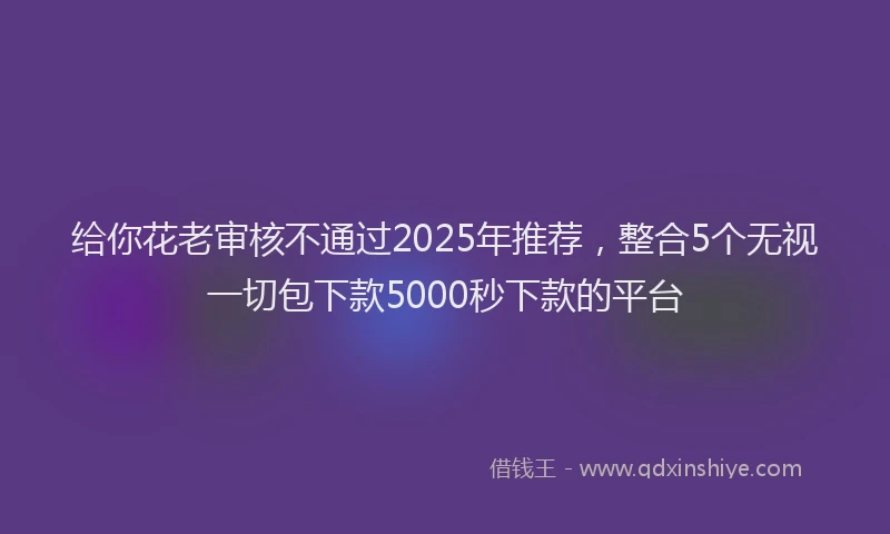 给你花老审核不通过2025年推荐，整合5个无视一切包下款5000秒下款的平台