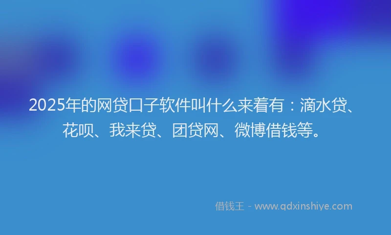 2025年的网贷口子软件叫什么来着有：滴水贷、花呗、我来贷、团贷网、微博借钱等。