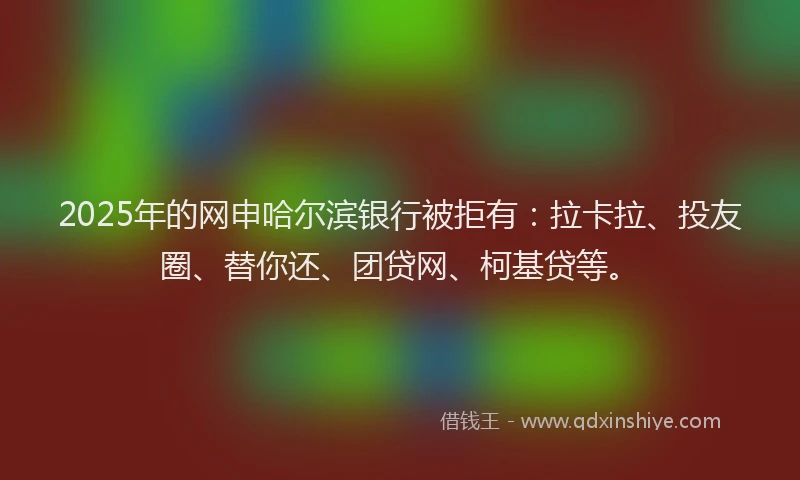 2025年的网申哈尔滨银行被拒有：拉卡拉、投友圈、替你还、团贷网、柯基贷等。