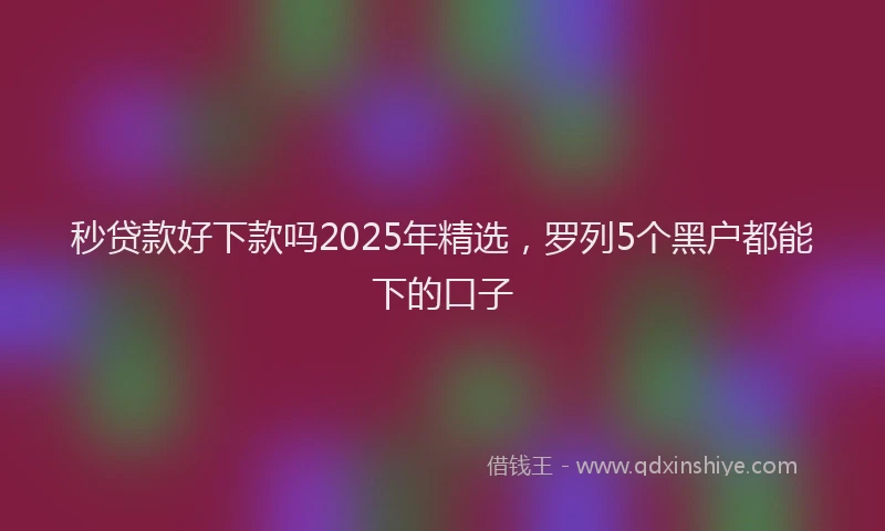 秒贷款好下款吗2025年精选，罗列5个黑户都能下的口子