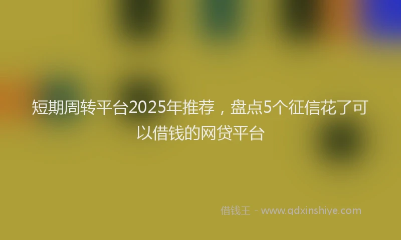 短期周转平台2025年推荐，盘点5个征信花了可以借钱的网贷平台