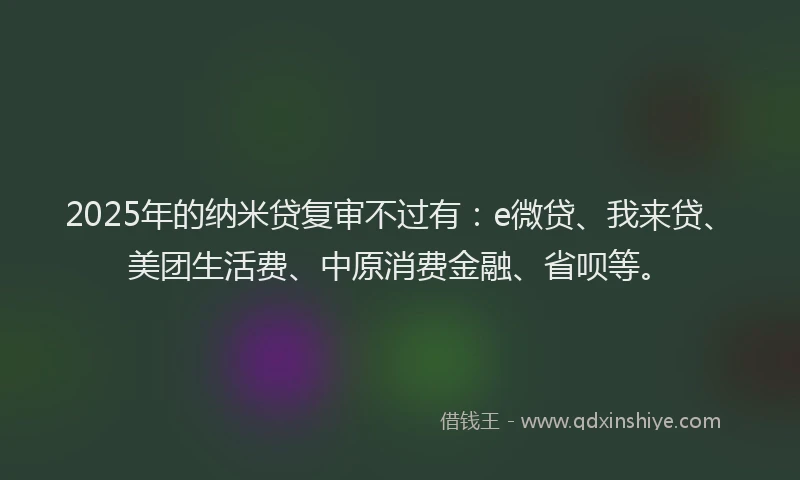 2025年的纳米贷复审不过有：e微贷、我来贷、美团生活费、中原消费金融、省呗等。