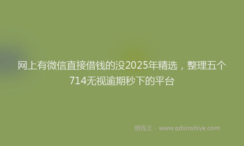 网上有微信直接借钱的没2025年精选，整理五个714无视逾期秒下的平台
