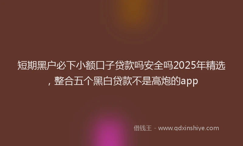 短期黑户必下小额口子贷款吗安全吗2025年精选，整合五个黑白贷款不是高炮的app