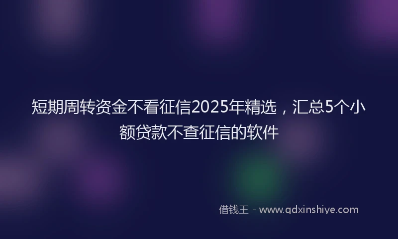 短期周转资金不看征信2025年精选，汇总5个小额贷款不查征信的软件