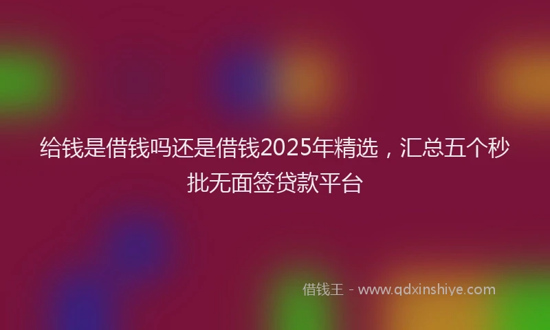 给钱是借钱吗还是借钱2025年精选，汇总五个秒批无面签贷款平台
