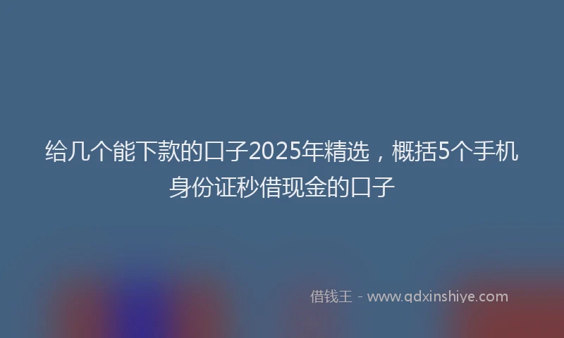 给几个能下款的口子2025年精选，概括5个手机身份证秒借现金的口子
