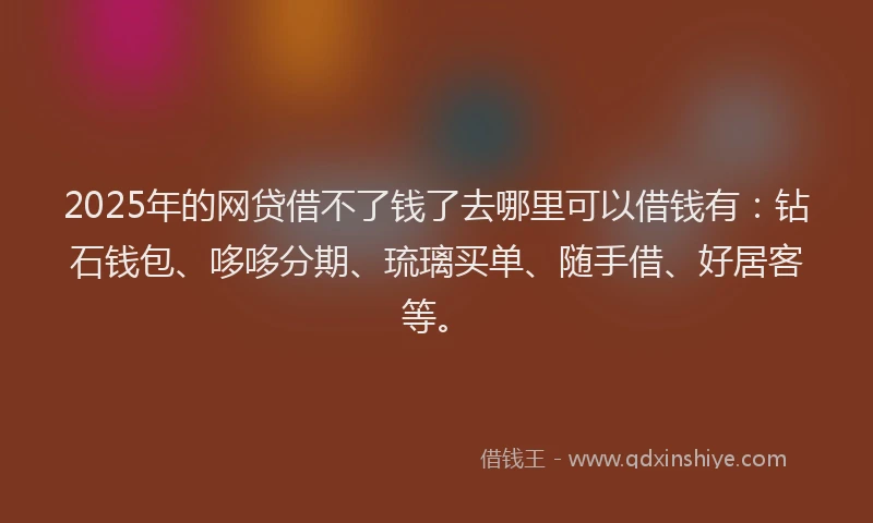 2025年的网贷借不了钱了去哪里可以借钱有：钻石钱包、哆哆分期、琉璃买单、随手借、好居客等。