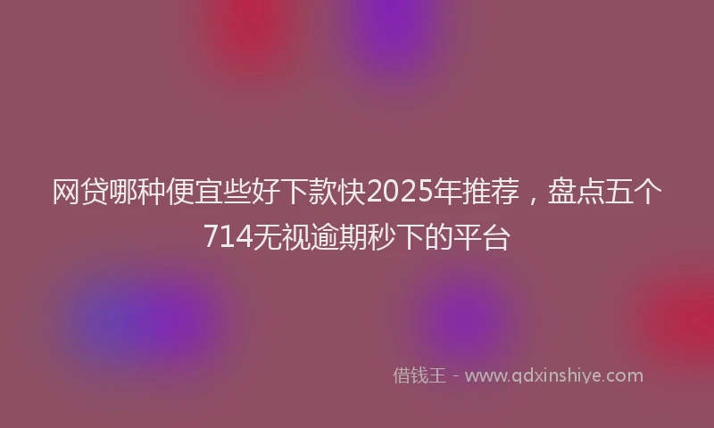 网贷哪种便宜些好下款快2025年推荐，盘点五个714无视逾期秒下的平台