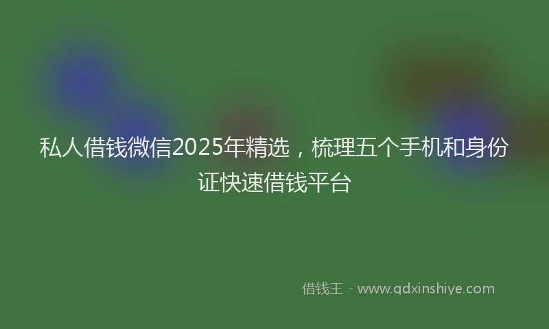 私人借钱微信2025年精选，梳理五个手机和身份证快速借钱平台