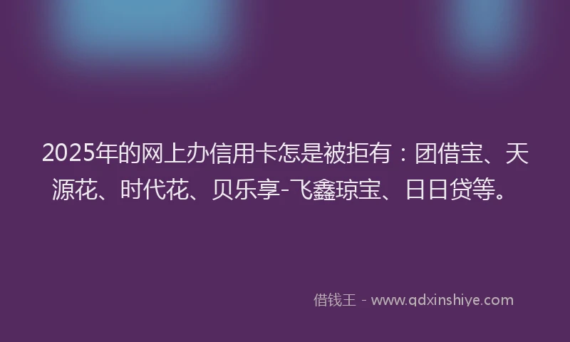 2025年的网上办信用卡怎是被拒有：团借宝、天源花、时代花、贝乐享-飞鑫琼宝、日日贷等。