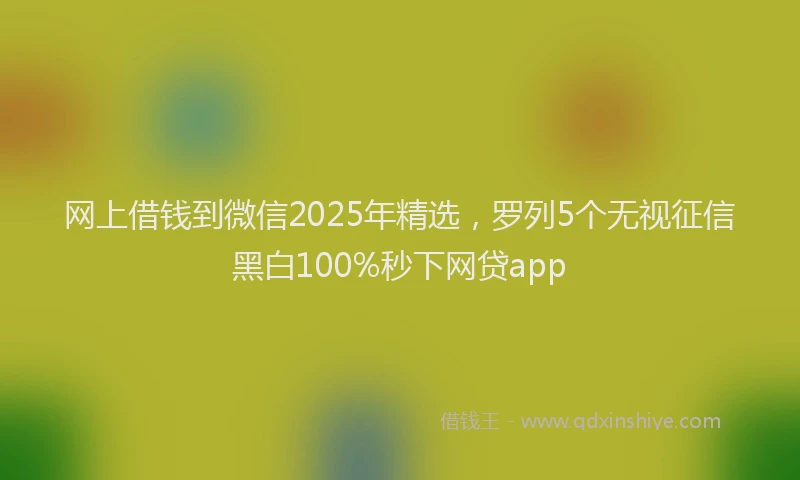 网上借钱到微信2025年精选，罗列5个无视征信黑白100%秒下网贷app