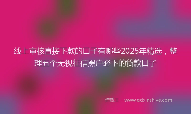 线上审核直接下款的口子有哪些2025年精选，整理五个无视征信黑户必下的贷款口子