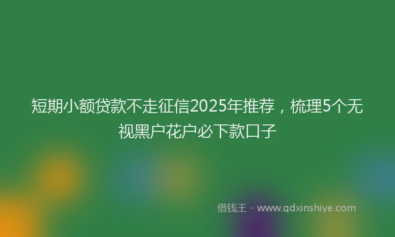 短期小额贷款不走征信2025年推荐，梳理5个无视黑户花户必下款口子