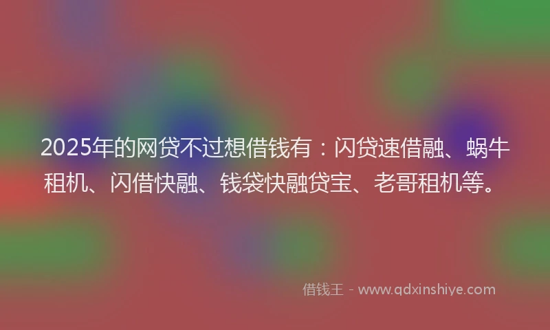 2025年的网贷不过想借钱有：闪贷速借融、蜗牛租机、闪借快融、钱袋快融贷宝、老哥租机等。