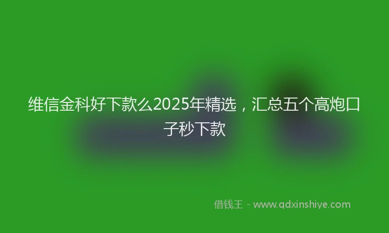 维信金科好下款么2025年精选，汇总五个高炮口子秒下款