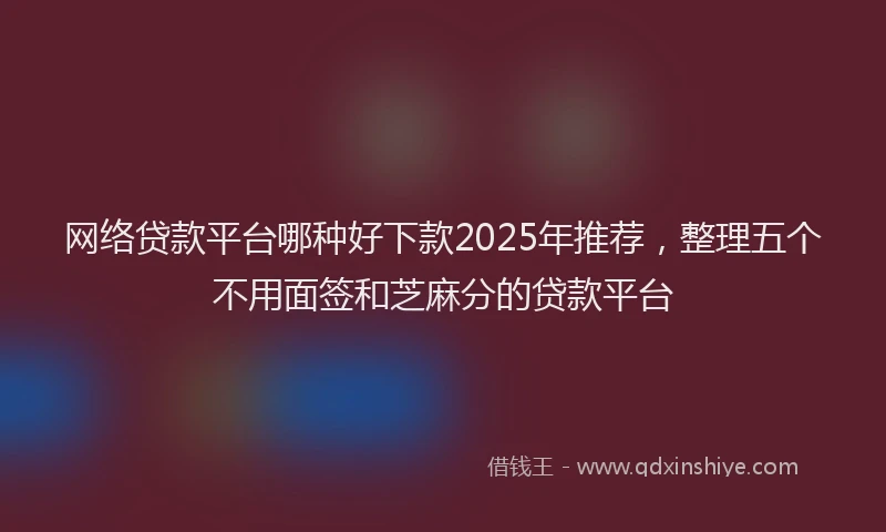 网络贷款平台哪种好下款2025年推荐，整理五个不用面签和芝麻分的贷款平台