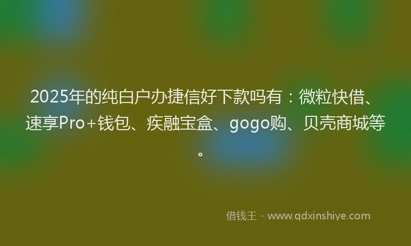 2025年的纯白户办捷信好下款吗有：微粒快借、速享Pro+钱包、疾融宝盒、gogo购、贝壳商城等。