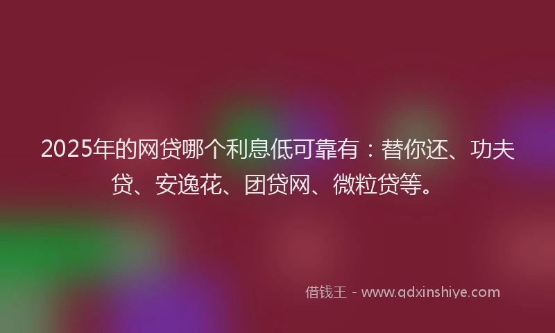2025年的网贷哪个利息低可靠有：替你还、功夫贷、安逸花、团贷网、微粒贷等。