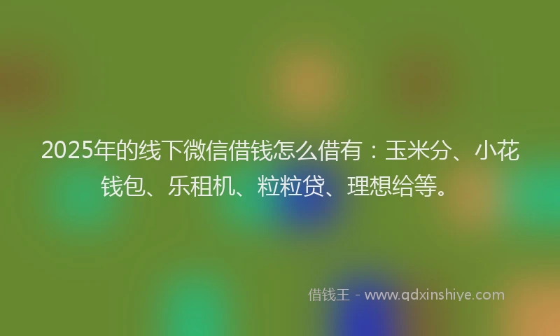 2025年的线下微信借钱怎么借有：玉米分、小花钱包、乐租机、粒粒贷、理想给等。